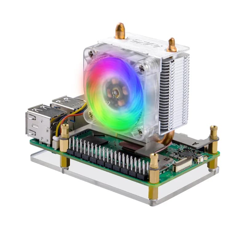 52Pi ICE-Tower Кулер для процессора RGB со светодиодной подсветкой Вентилятор охлаждения для Raspberry Pi 5