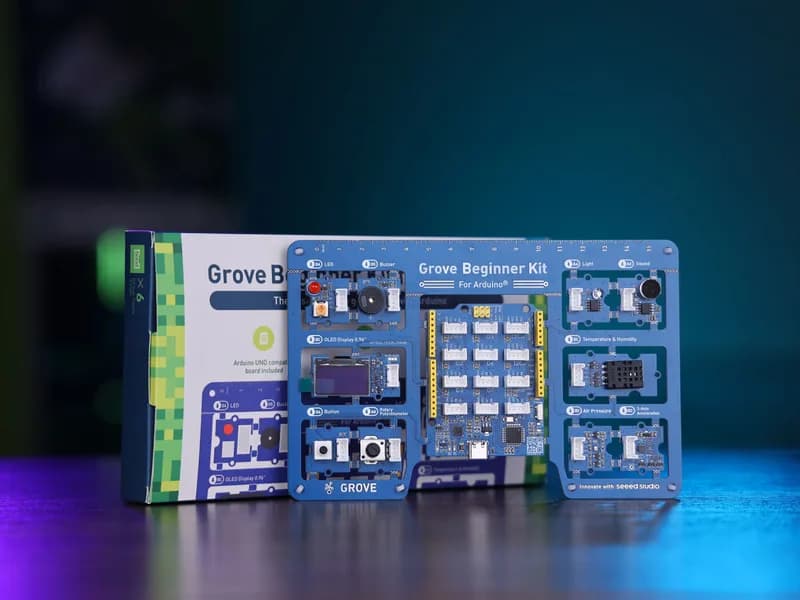 Набор для начинающих Grove для Arduino — универсальная плата, совместимая с Arduino, с 10 датчиками и 12 проектами с бесплатным курсом