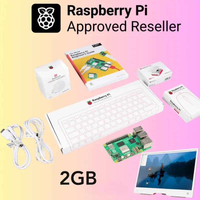 Настольный комплект Pakronics® Raspberry Pi® 5, 2 ГБ, с монитором (красный/белый)