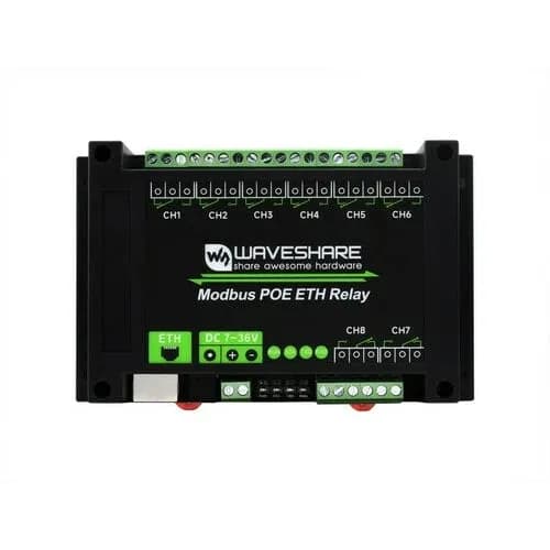 8-канальный релейный модуль Ethernet, протокол Modbus RTU/Modbus TCP, связь через порт PoE, с различными схемами изоляции и защиты