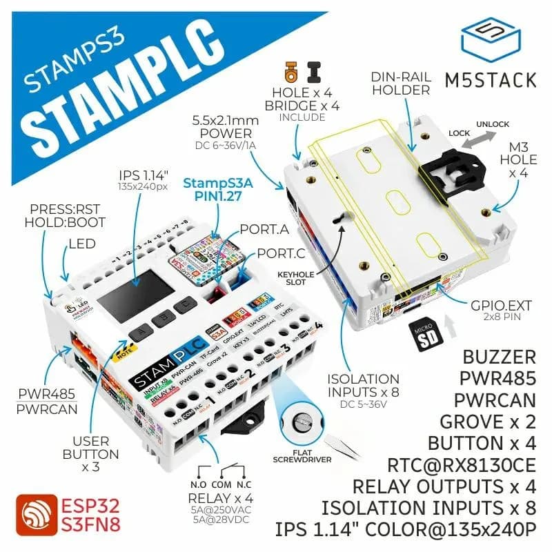 ПЛК M5Stamp M5StampS3A