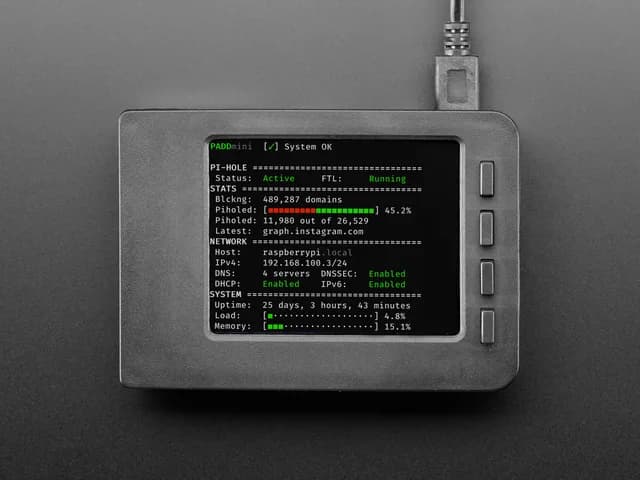 Комплект для блокировки рекламы для Pi-Hole с 2,8-дюймовым PiTFT — без пайки!