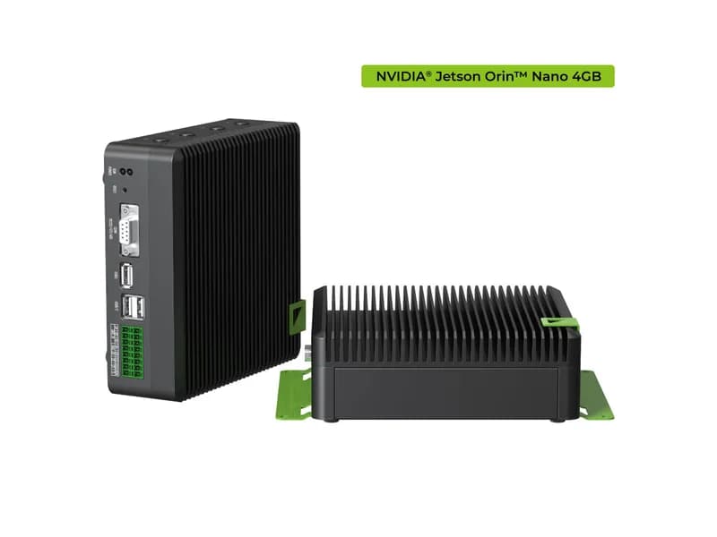 reComputer Industrial J3010 - Безвентиляторное устройство Edge AI с модулем Jetson Orin Nano 4 ГБ, алюминиевый корпус с пассивным охлаждением, 2xRJ45 GbE, 1xRS232/RS-422/RS-485, 4xDI/DO, 1xCAN, 3xUSB3.2, предустановленная система JetPack