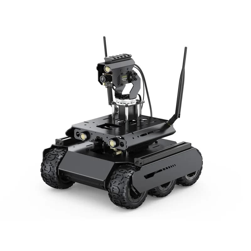 UGV Rover с открытым исходным кодом, 6 колес, 4WD робот с искусственным интеллектом для платы серии Jetson Orin, два контроллера, гибкое всенаправленное панорамирование на 360 °, дополнительно для комплекта Jetson Orin Nano 4 ГБ