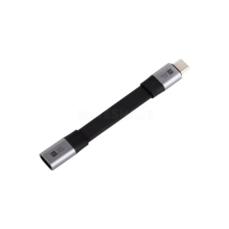 USB4 V2.0 Полнофункциональный короткий удлинительный кабель Type-C, передача данных 80 Гбит/с, поддержка изгиба на 90°, гибкая оболочка из ТПЭ, передача HD-видео 8K при 60 Гц