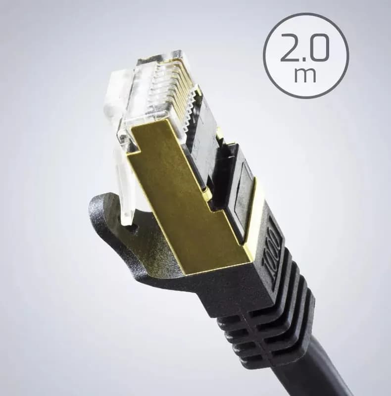 Ethernet Cat6a STP Patch Cable – 2.0m, Black, Snagless
