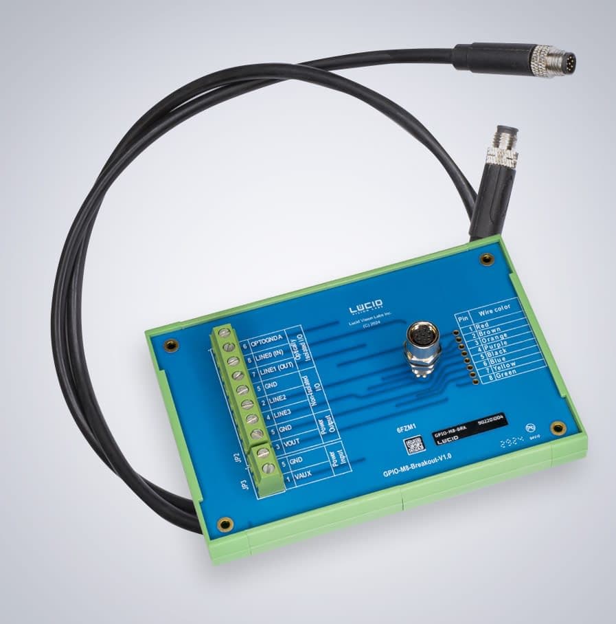 M8 GPIO Breakout Board + M8-M8 IP67 Cable 1M Kit