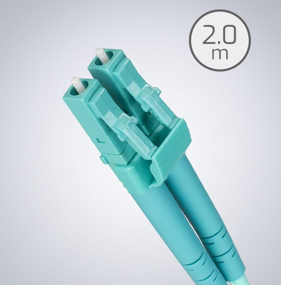 LC to LC OM4 50/125 Multi-Mode Optical Cable – 2m, Aqua